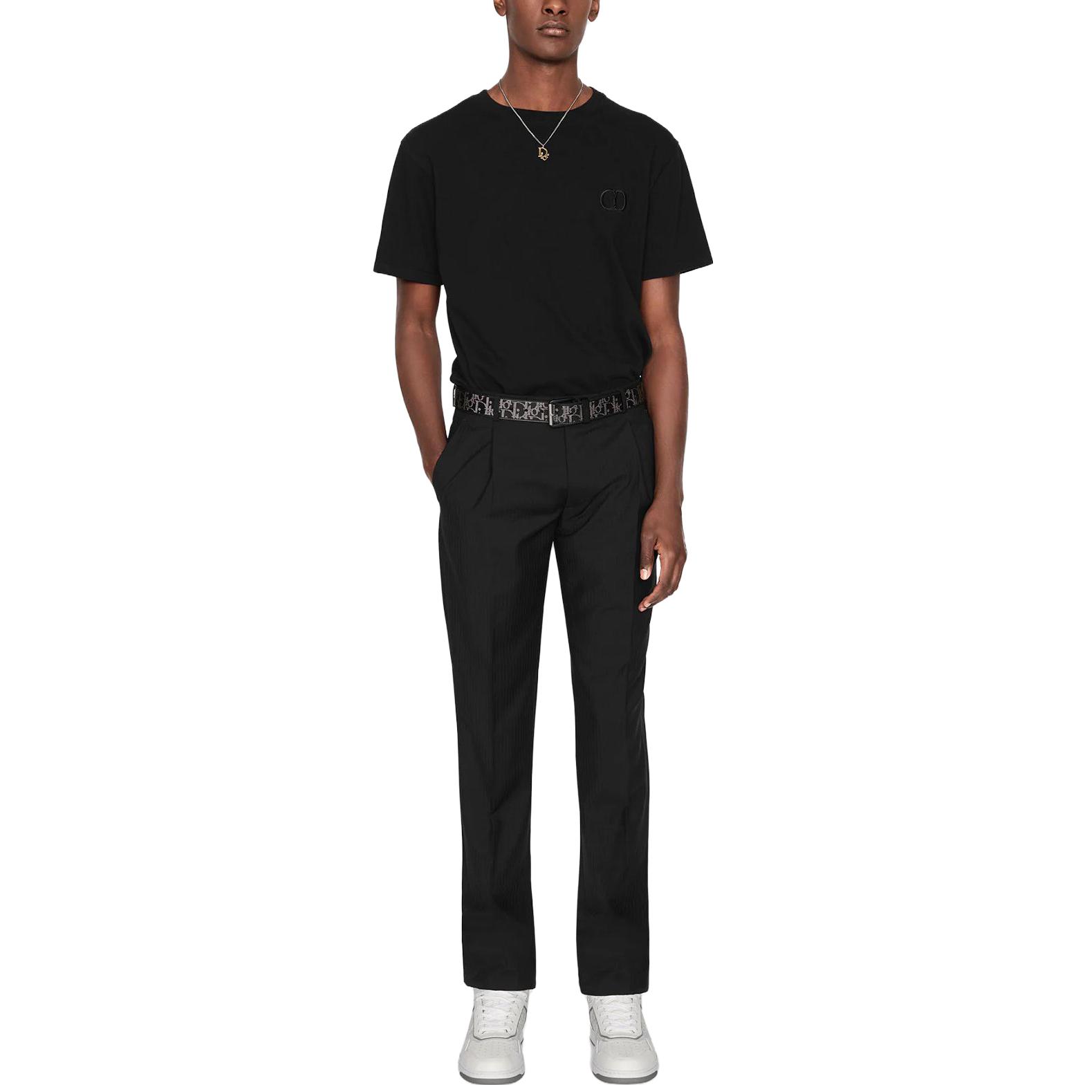 Purchase DIOR SS23 黑色棉质CD标志刺绣圆领T恤。 013J600A0677-C989