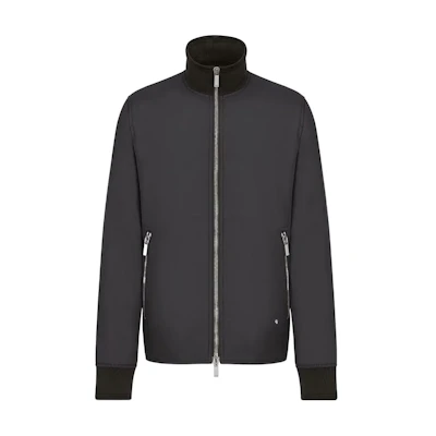 DIOR SS23 Black Zip-Up High Collar Long Sleeve Jacket 863C418M3830-C900