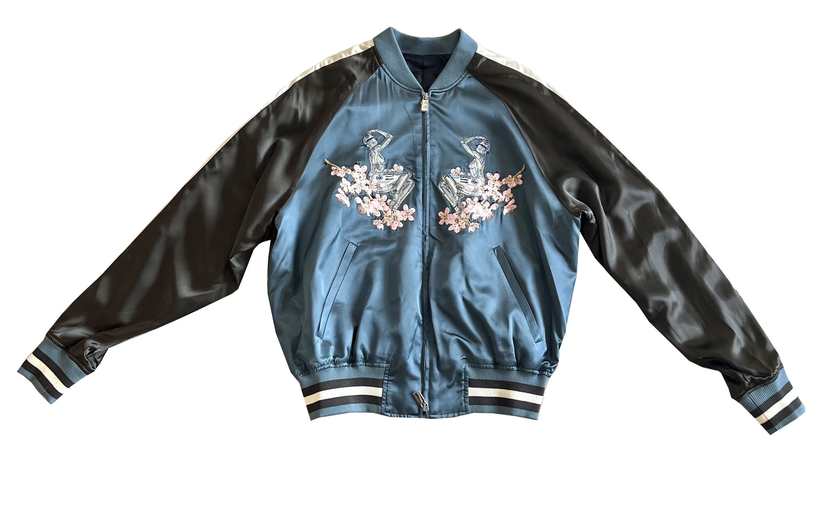 DIOR SS23  Blue Floral Embroidered Baseball Collar Jacket. 933C435A4516 圖 2