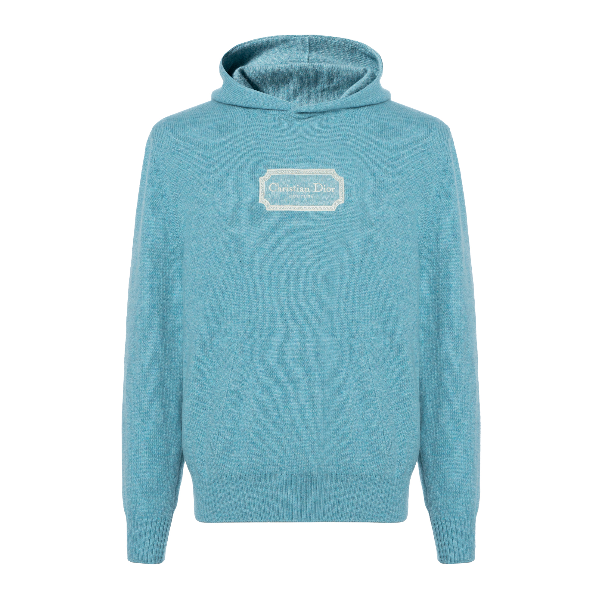 DIOR SS23  Blue Knit Hoodie with Logo Print. 313M658AT474-C581