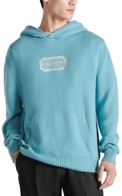 DIOR SS23 ブルーニットフーディー ロゴプリント付き 313M658AT474-C581 Shop DIOR SS23 ブルーニットフーディー ロゴプリント付き 313M658AT474-C581