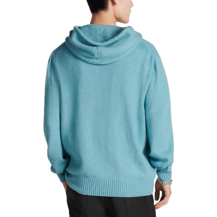 Purchase DIOR SS23 ブルーニットフーディー ロゴプリント付き 313M658AT474-C581