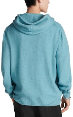 DIOR SS23 ブルーニットフーディー ロゴプリント付き 313M658AT474-C581 Purchase DIOR SS23 ブルーニットフーディー ロゴプリント付き 313M658AT474-C581