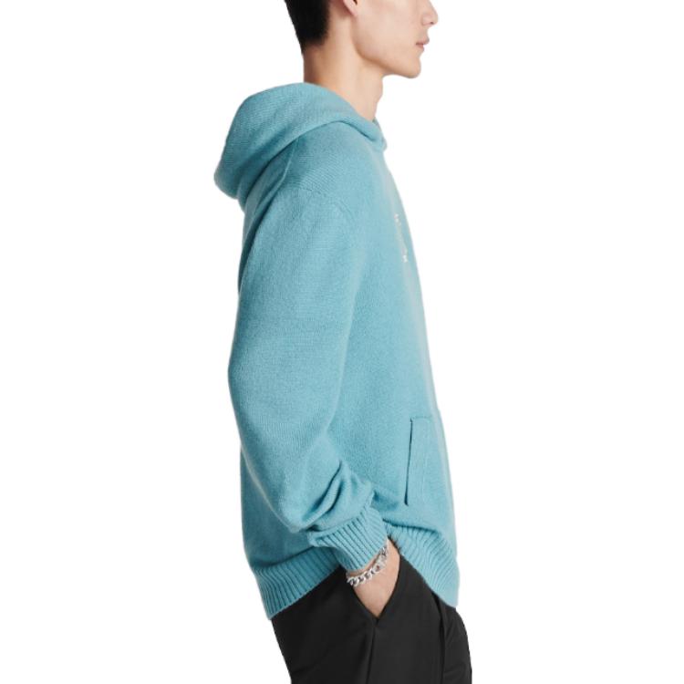 Details for DIOR SS23 ブルーニットフーディー ロゴプリント付き 313M658AT474-C581