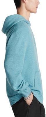 DIOR SS23 ブルーニットフーディー ロゴプリント付き 313M658AT474-C581 Details for DIOR SS23 ブルーニットフーディー ロゴプリント付き 313M658AT474-C581