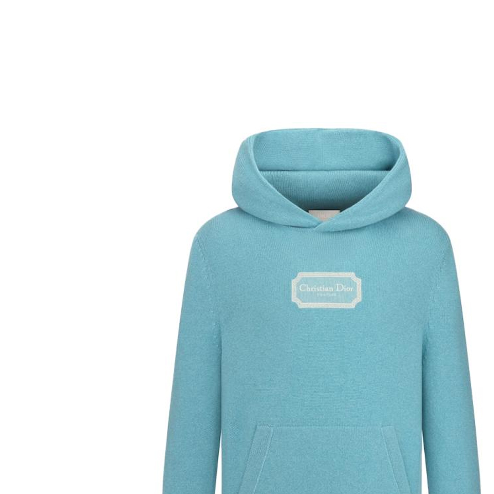 Sizing DIOR SS23 ブルーニットフーディー ロゴプリント付き 313M658AT474-C581