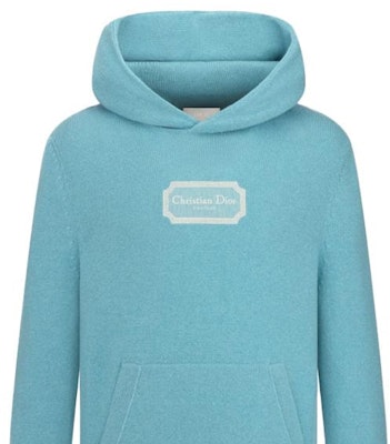 DIOR SS23 ブルーニットフーディー ロゴプリント付き 313M658AT474-C581 Sizing DIOR SS23 ブルーニットフーディー ロゴプリント付き 313M658AT474-C581