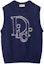Buy DIOR SS23 Blue Sleeveless Knit Pullover with Logo Crewneck. 313M646AT503-C584