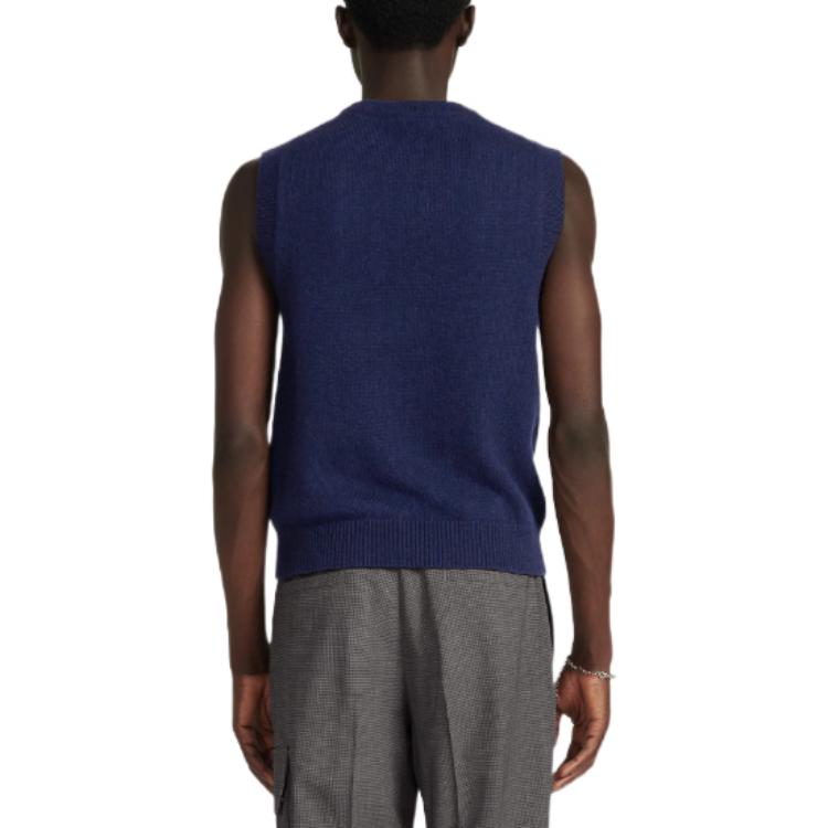 Purchase DIOR SS23  Blue Sleeveless Knit Pullover with Logo Crewneck. 313M646AT503-C584