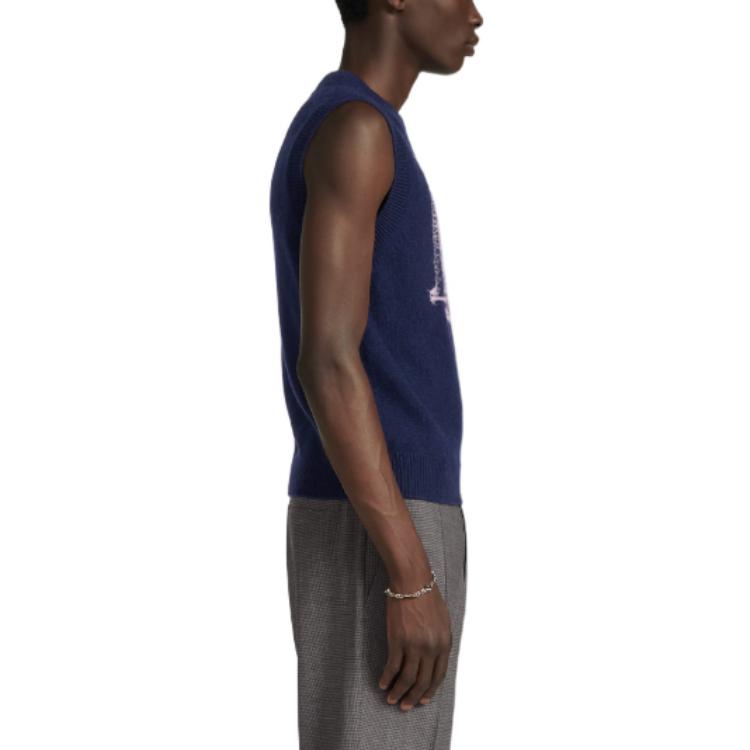 Details for DIOR SS23  Blue Sleeveless Knit Pullover with Logo Crewneck. 313M646AT503-C584