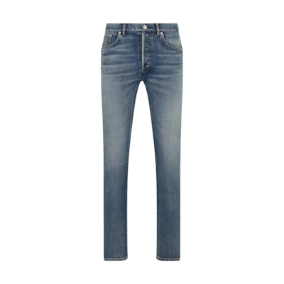 DIOR SS23 Blue Slim Fit Washed Vintage Straight Jeans 213DS15AY988-C580