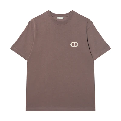 DIOR SS23 Brown Crewneck T-Shirt with Solid Color Logo Embroidery. 943J605A0554-C771