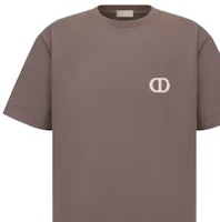 DIOR SS23棕色圓領刺繡標誌純色T恤。 943J605A0554-C771 Sizing DIOR SS23棕色圓領刺繡標誌純色T恤。 943J605A0554-C771