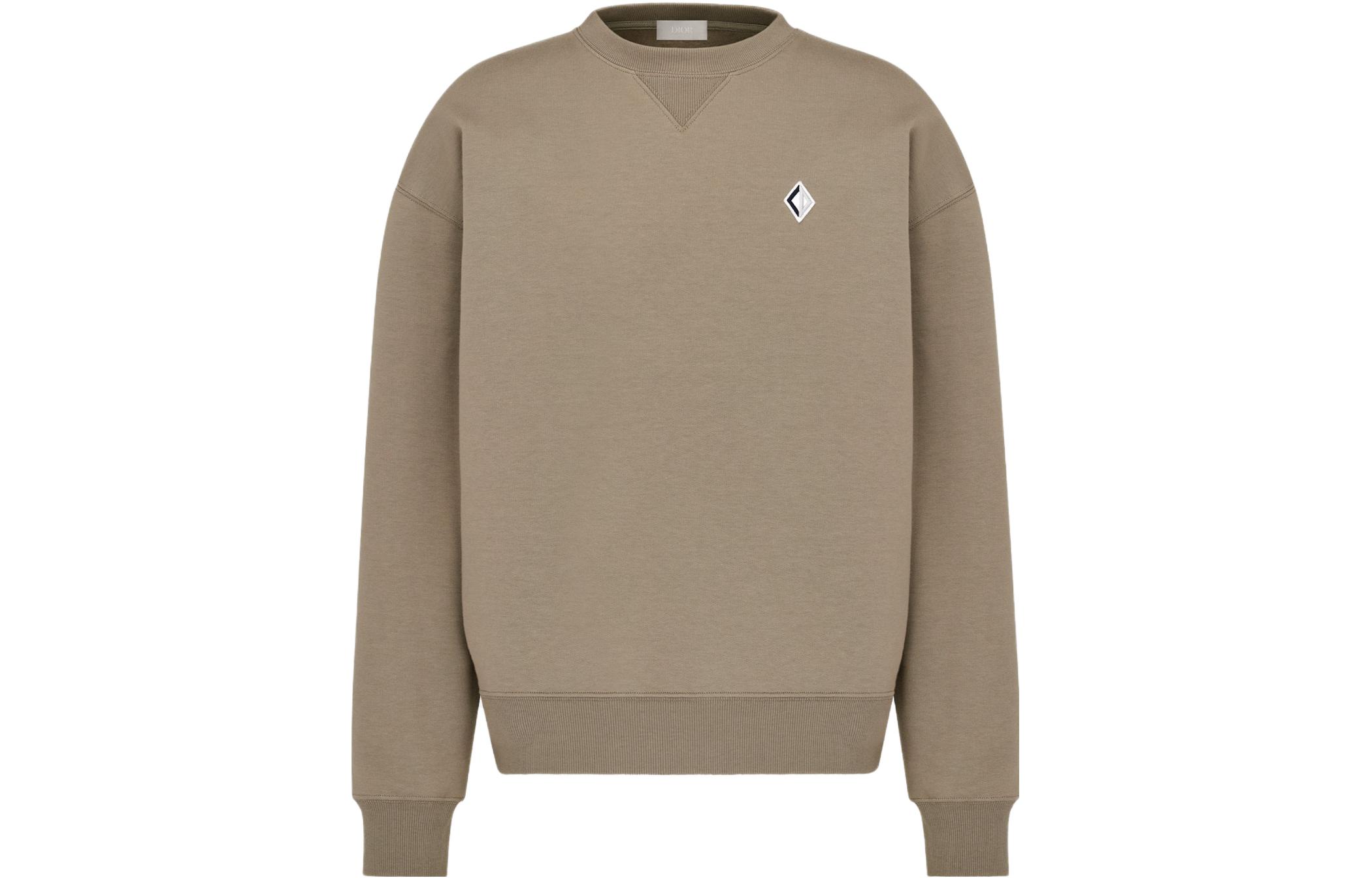 DIOR SS23  Crewneck Pullover Sweatshirt Beige with Embroidered Logo. 393J674A0531-C188