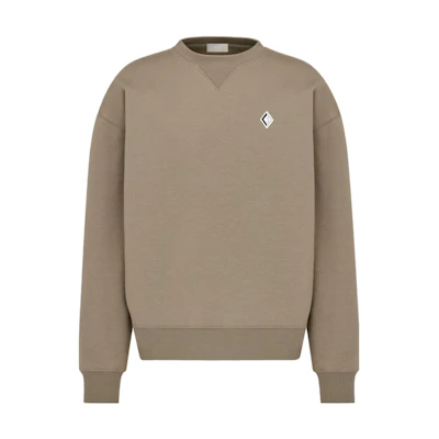 DIOR SS23 Crewneck Pullover Sweatshirt Beige with Embroidered Logo. 393J674A0531-C188