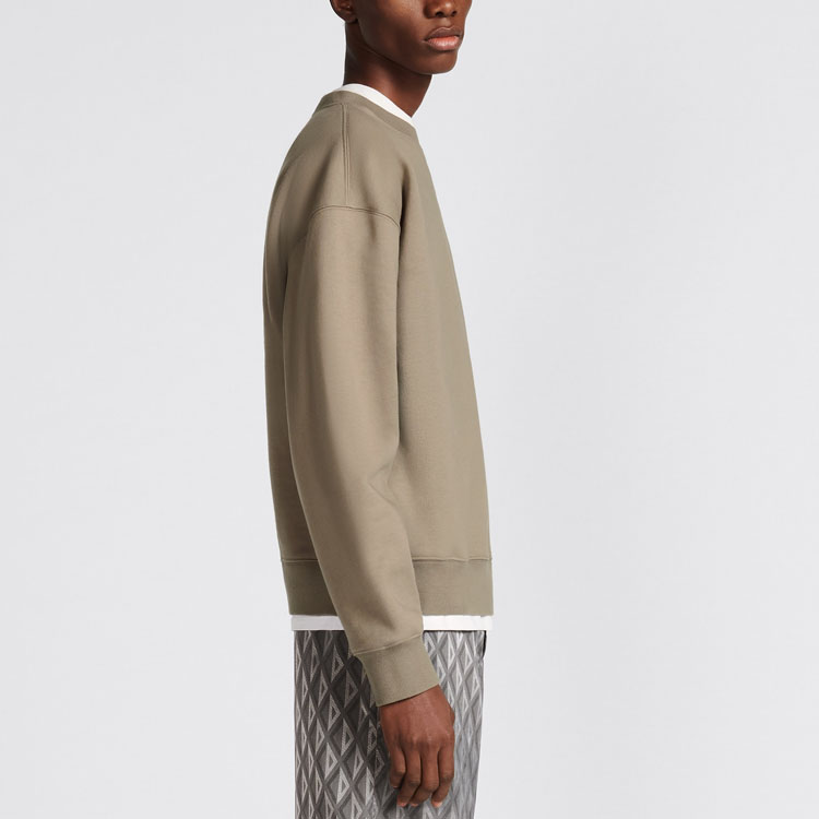 Details for DIOR SS23 Crewneck Pullover Sweatshirt Beige dengan Logo Bordir. 393J674A0531-C188