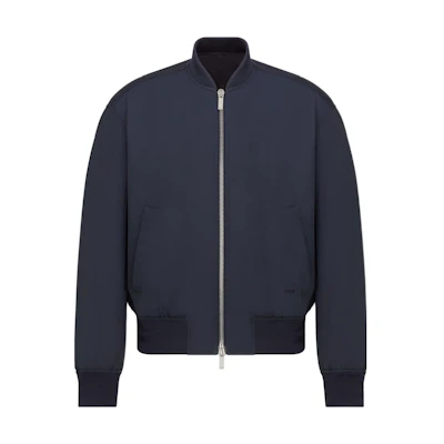 DIOR SS23 Fitted Stand Collar Embroidered Logo Blue Jacket. 143C432D4533-C588