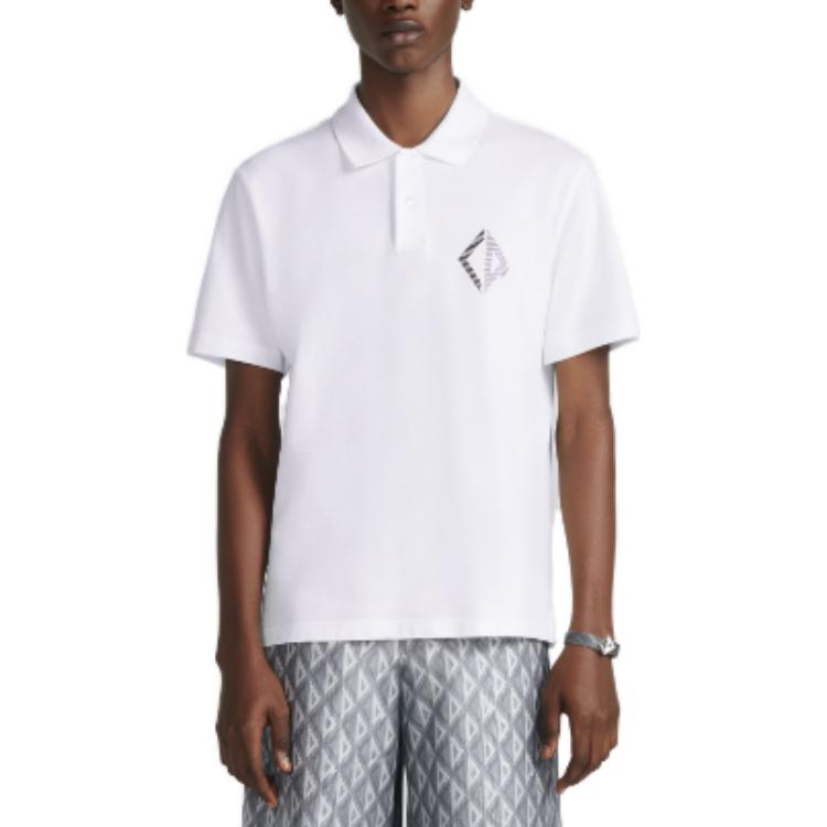 Shop DIOR SS23 几何印花短袖POLO衫 313J811A0749-C088