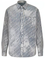 DIOR SS23 Grey Logo Print Faded Long-Sleeve Shirt. 043D584O328X-C185 DIOR SS23 Grey Logo Print Faded Long-Sleeve Shirt. 043D584O328X-C185