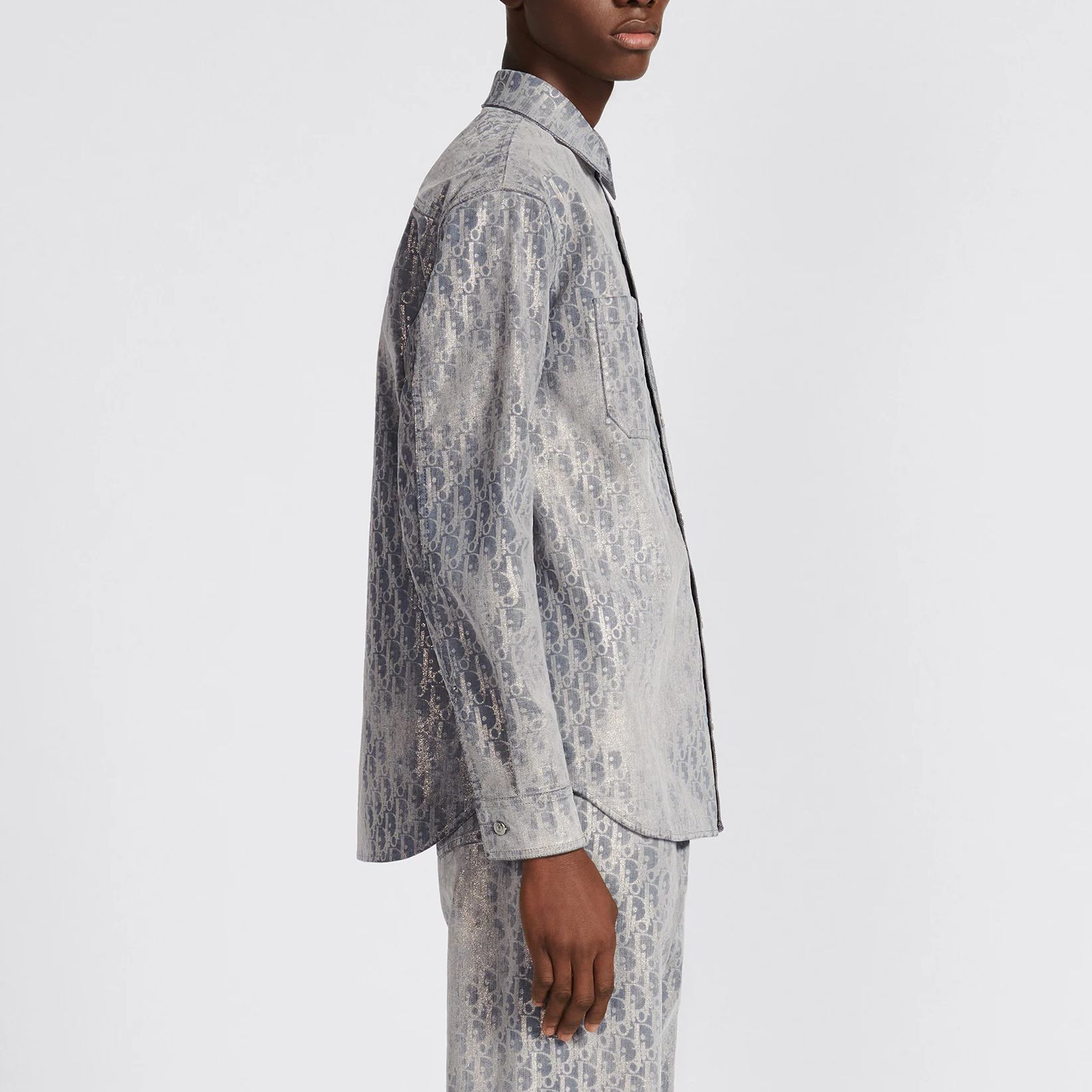 Cheap DIOR 2023春夏灰色渐变印花长袖衬衫 043D584O328X-C185