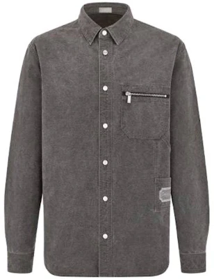DIOR SS23 Grey Long Sleeve Shirt with Solid Logo Applique. 383D587AY520-C888 Order DIOR SS23 Grey Long Sleeve Shirt with Solid Logo Applique. 383D587AY520-C888