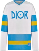 DIOR SS23 Grey V-Neck Long Sleeve T-Shirt with Striped Logo Print. 293J630A0764-C085 DIOR SS23 Grey V-Neck Long Sleeve T-Shirt with Striped Logo Print. 293J630A0764-C085