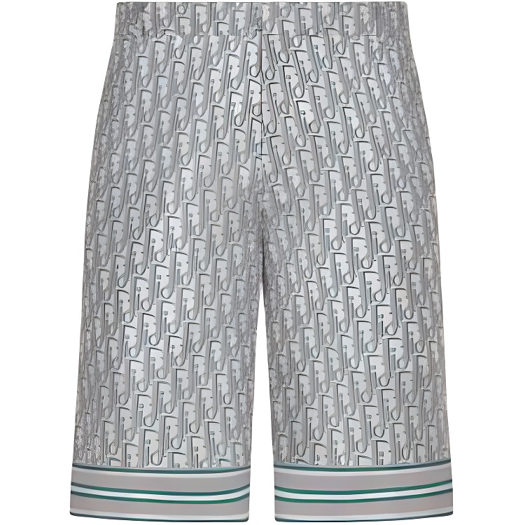 DIOR SS23  High-Waist Logo Printed Loose Fit Shorts Gray 013C121B4751-C484