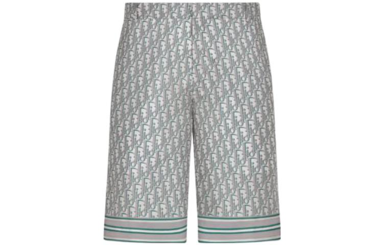 Order DIOR SS23 Seluar Pendek Longgar Pinggang Tinggi Logo Cetakan Kelabu 013C121B4751-C484