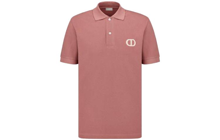 DIOR SS23  Light Pink Embroidered Logo Casual Straight-Fit T-Shirt. 013J800A0373-C491