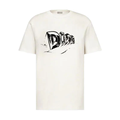 DIOR SS23 Logo Print Crewneck T-Shirt in Off-White. 393J696A0849-C089