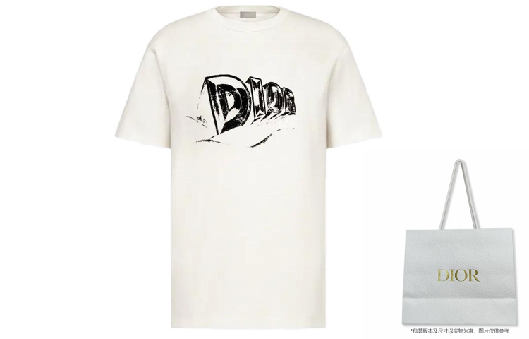 Shop DIOR SS23  Logo Print Crewneck T-Shirt in Off-White. 393J696A0849-C089