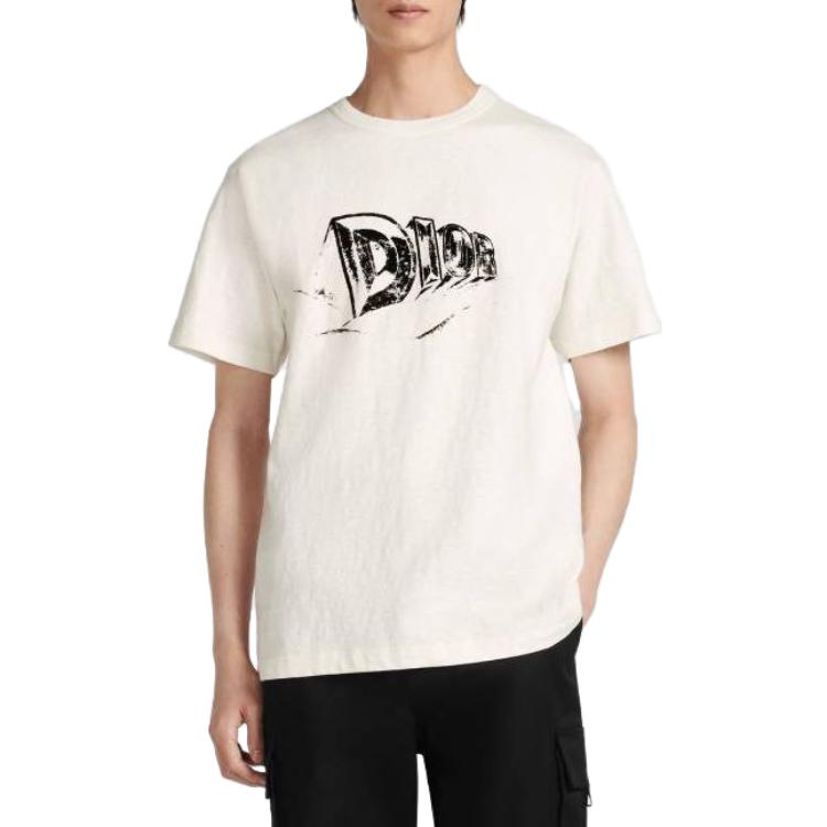 Purchase DIOR SS23  Logo Print Crewneck T-Shirt in Off-White. 393J696A0849-C089