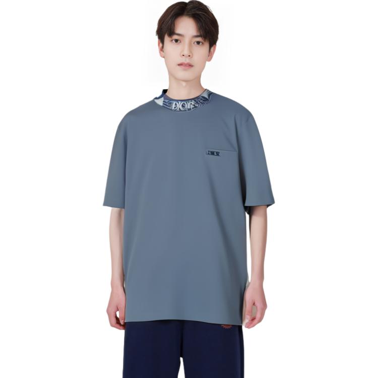 DIOR SS23  Loose Fit Embroidered Crewneck T-Shirt Blue 383J644A0554-C585 圖 6