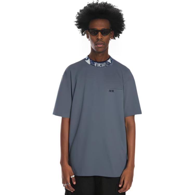 DIOR SS23  Loose Fit Embroidered Crewneck T-Shirt Blue 383J644A0554-C585 圖 7
