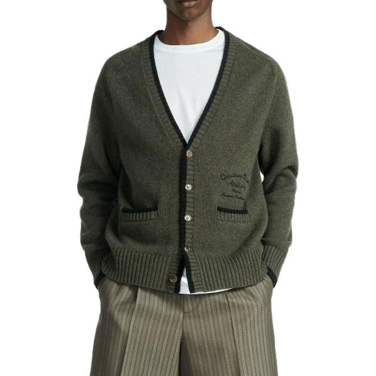 DIOR SS23  Olive Green V-Neck Knit Cardigan with Letter Intarsia. 383M233AT298-C689 圖 4