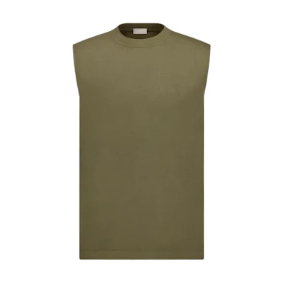 DIOR SS23 Olive Sleeveless Pullover Slim Fit Knit Sweater. 383J641A0817-C640