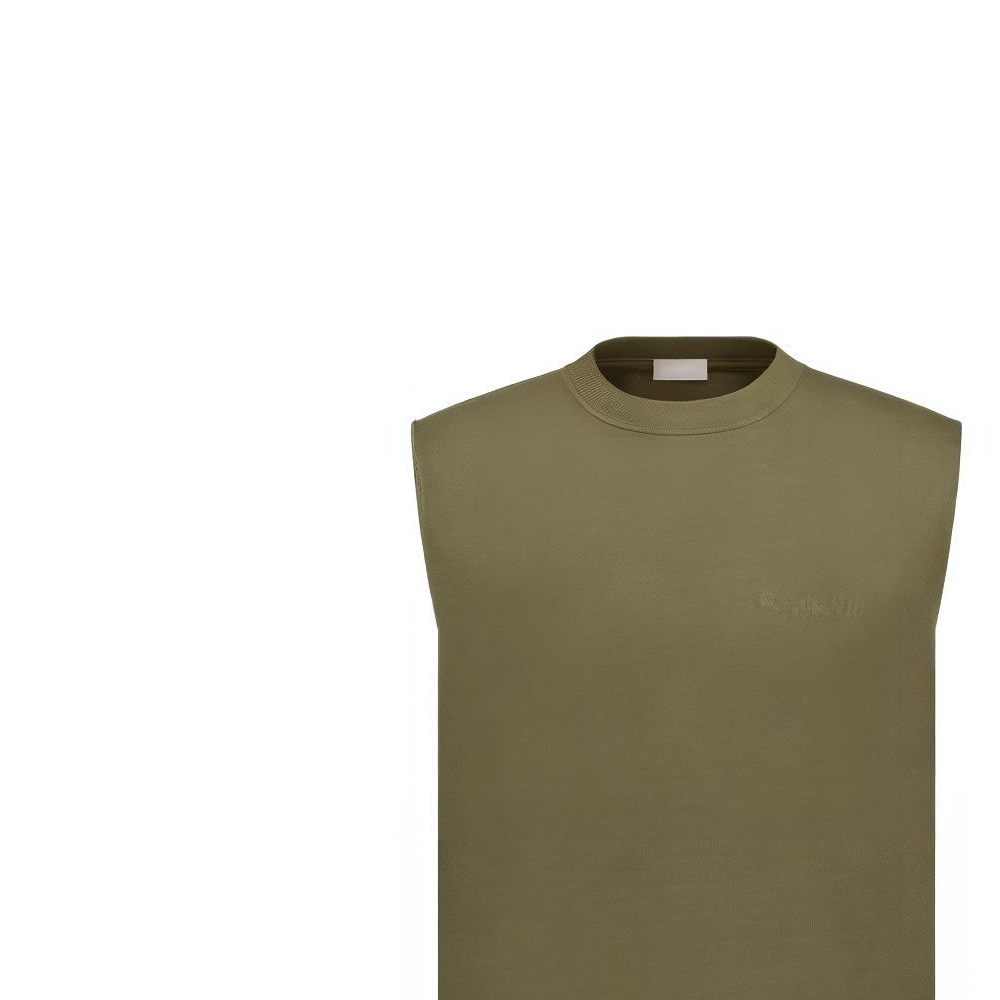 Details for DIOR SS23 Olive Baju Tanpa Lengan Slim Fit Knit Sweater. 383J641A0817-C640