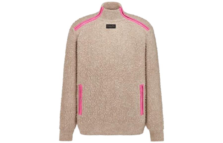 Order DIOR SS23 Sweater Pink Colorblock Turtleneck Zip-Up. 383M640AT547-C184