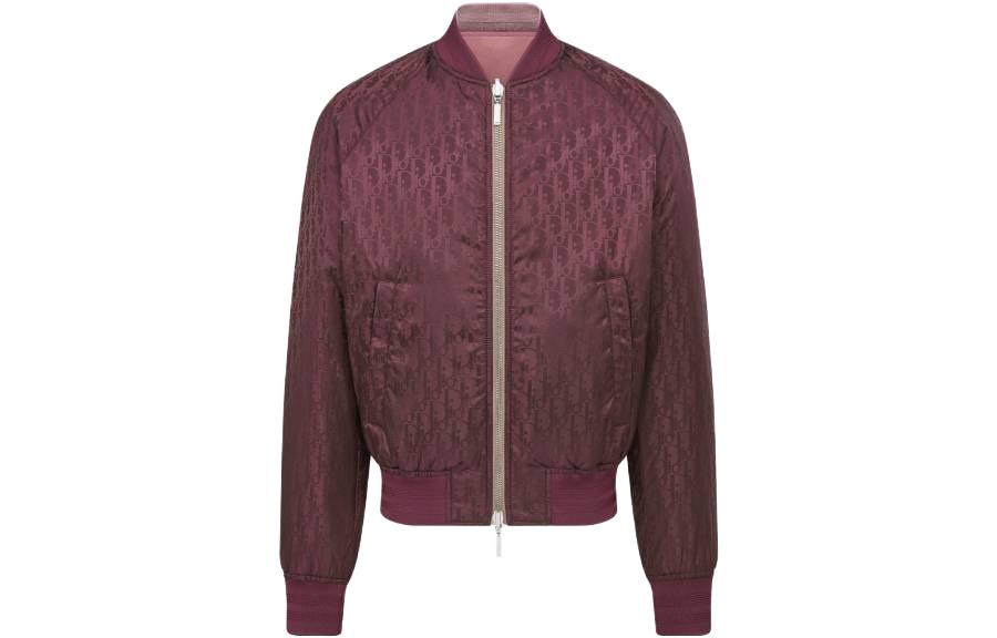 Order DIOR SS23  Reversible Baseball Collar Jacket in Burgundy. 183C432D4462-C383