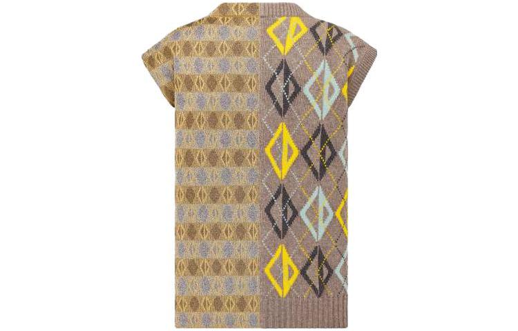 Lookbook DIOR SS23 褐棕色无袖V领菱格针织毛衣 393M647AT695-C181