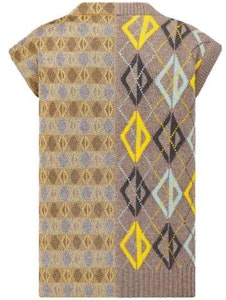 DIOR SS23 褐棕色无袖V领菱格针织毛衣 393M647AT695-C181 Lookbook DIOR SS23 褐棕色无袖V领菱格针织毛衣 393M647AT695-C181