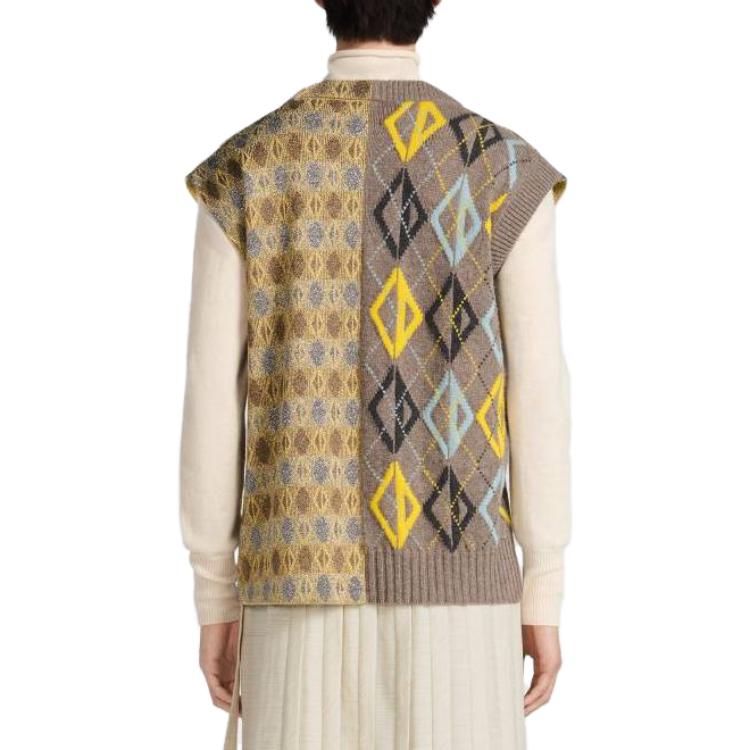 Purchase DIOR SS23 褐棕色无袖V领菱格针织毛衣 393M647AT695-C181