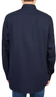 Shop DIOR SS23 純色Logo印花長袖襯衫 - 深藍色 293C522A1581-588