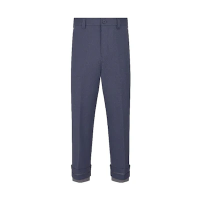 DIOR SS23 Solid Straight-Leg Cuffed Casual Pants Deep Navy Blue 383C167A5641-C888