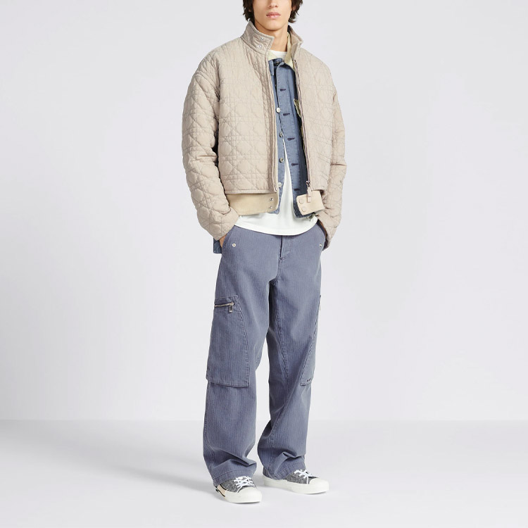 Shop DIOR SS23 直筒實用工裝長褲 藍色 313D183AY519-C585