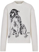DIOR SS23 White Animal Logo Pattern Crewneck Sweater. 383M647AT548-C089 DIOR SS23 White Animal Logo Pattern Crewneck Sweater. 383M647AT548-C089
