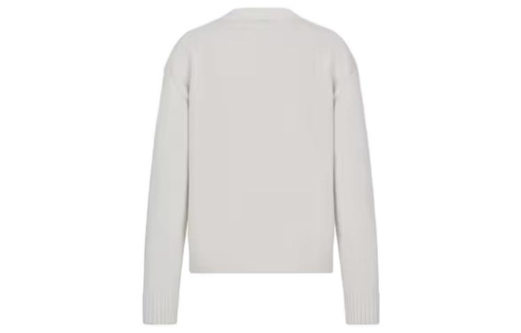 Lookbook DIOR SS23 Sweater Leher Bulat Logo Haiwan Putih Corak Trendy. 383M647AT548-C089