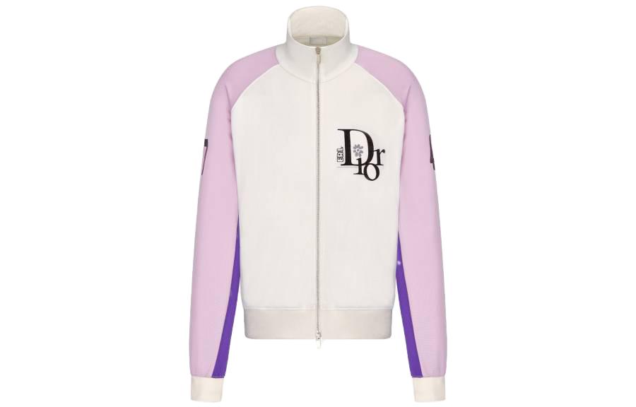 DIOR SS23  White Color-Block Logo Print Long Sleeve Jacket 313J431A0809-C084