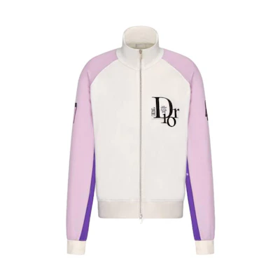 DIOR SS23 White Color-Block Logo Print Long Sleeve Jacket 313J431A0809-C084