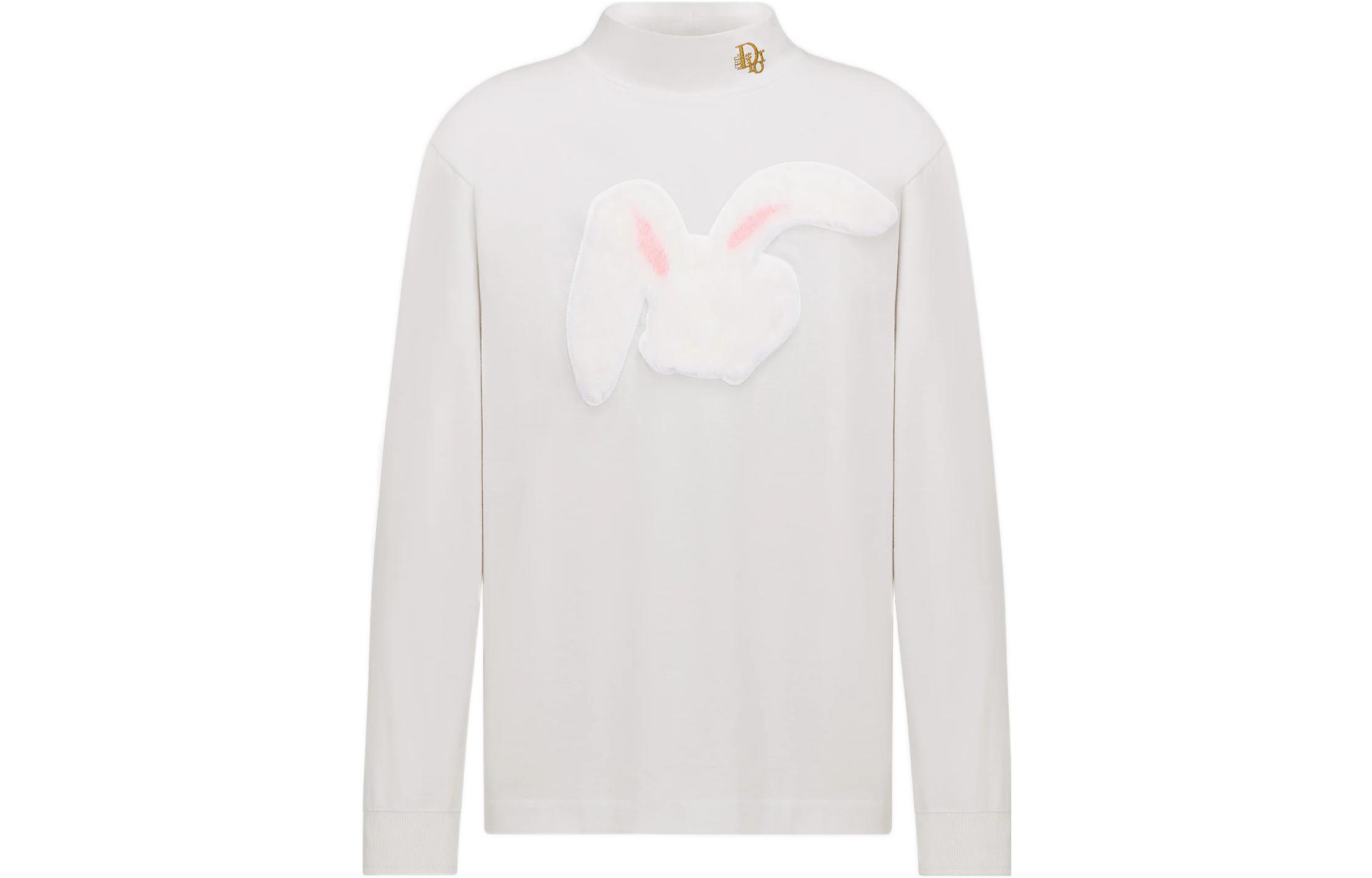 Order DIOR SS23 白色农历新年兔子刺绣长袖T恤。 313J645A0554-C081
